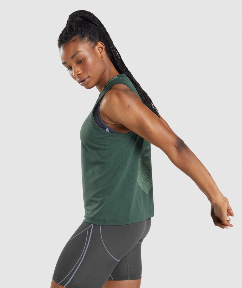 Gymshark Apex Bezšvový Tank Obsidián Zeleno-uhorkový Zelený