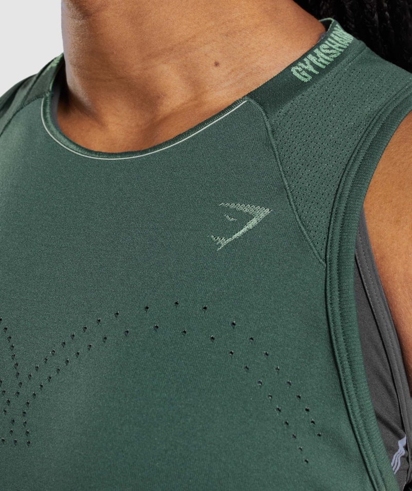 Gymshark Apex Bezšvový Tank Obsidián Zeleno-uhorkový Zelený