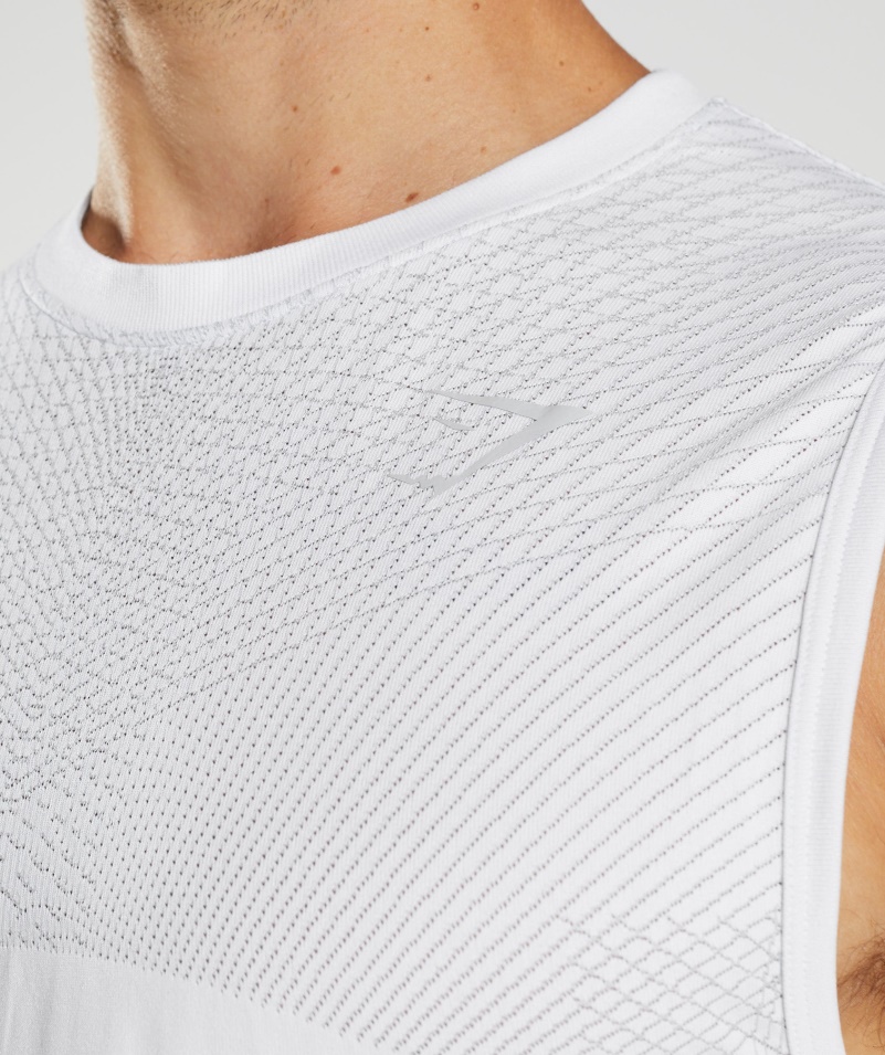 Gymshark Apex Bezšvový Tank Bielo-svetlosivý