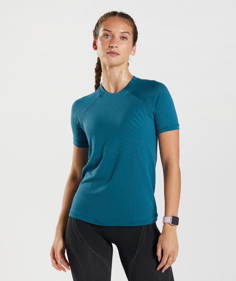 Gymshark Apex Bezšvový Top Atlantic Blue-shark Blue