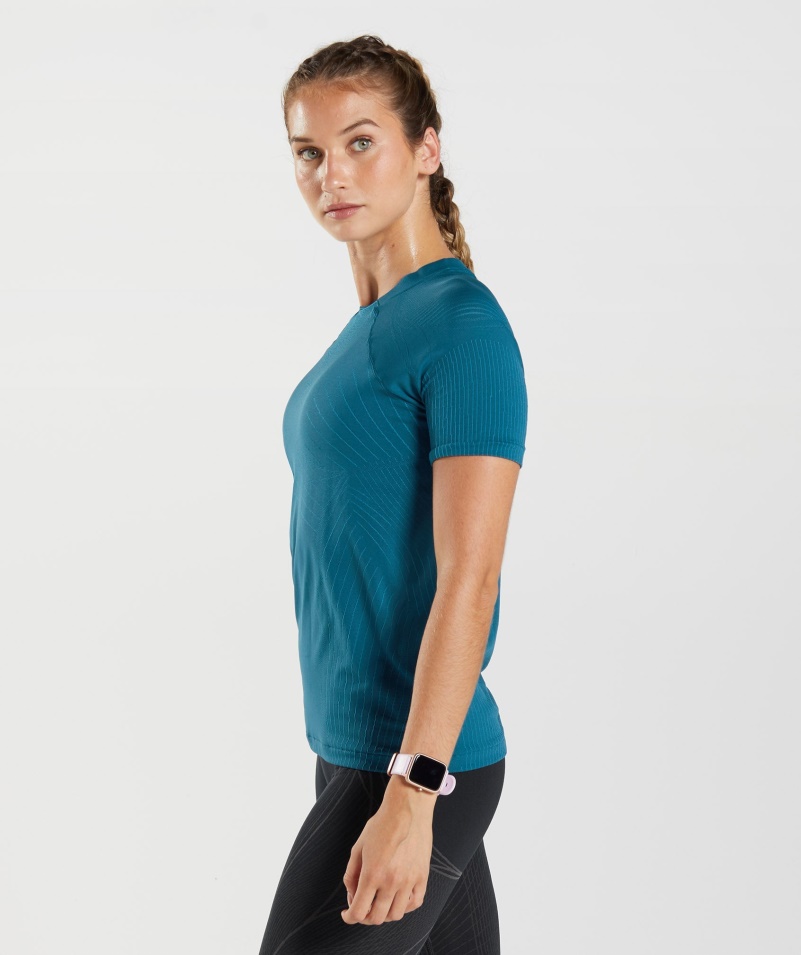 Gymshark Apex Bezšvový Top Atlantic Blue-shark Blue