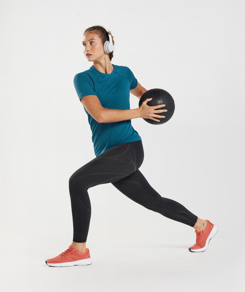 Gymshark Apex Bezšvový Top Atlantic Blue-shark Blue