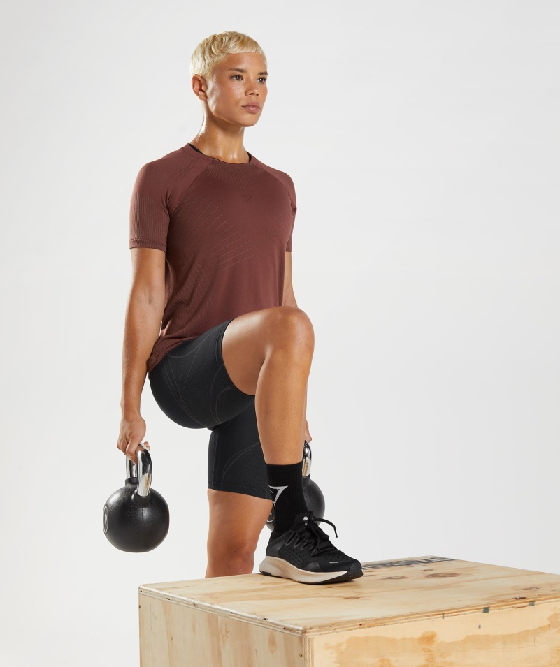 Gymshark Apex Bezšvový Top čerešňovo Hnedo-hľuzovkový Hnedý