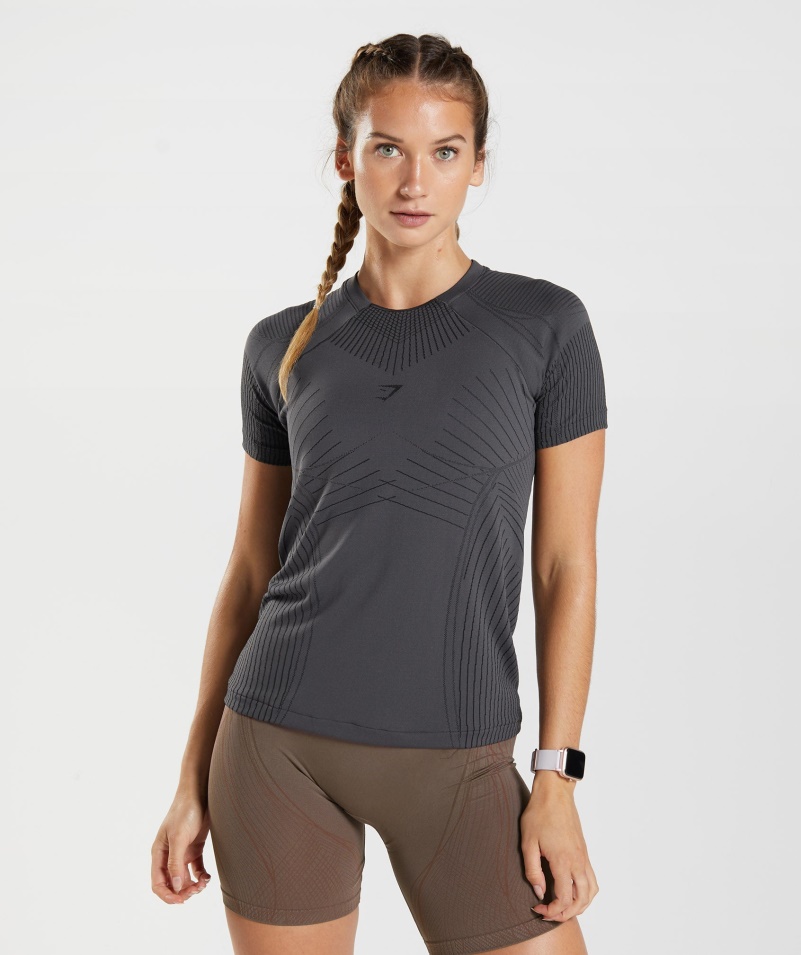 Gymshark Apex Bezšvový Top ónyx Sivo-čierny