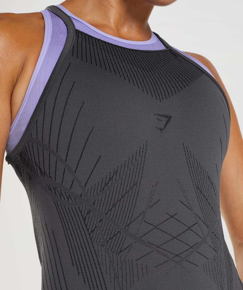 Gymshark Apex Bezšvové Dámske ónyxové Tielko Sivočierne