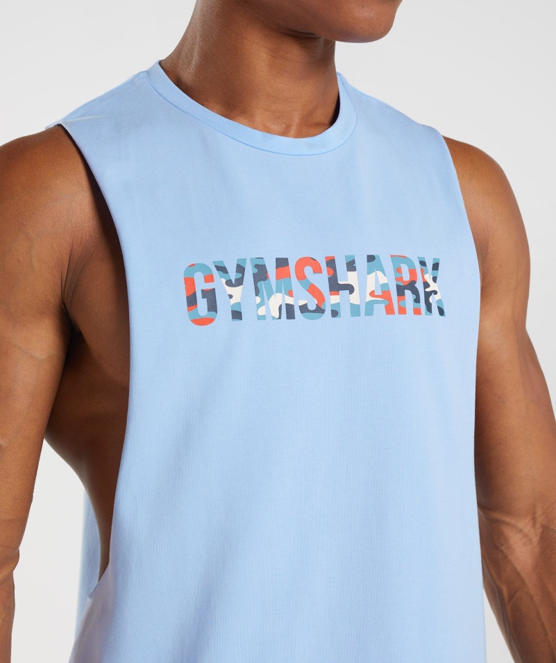 Gymshark Apollo Výplň Padacie Rameno Tank Mesačný Kameň Modrý