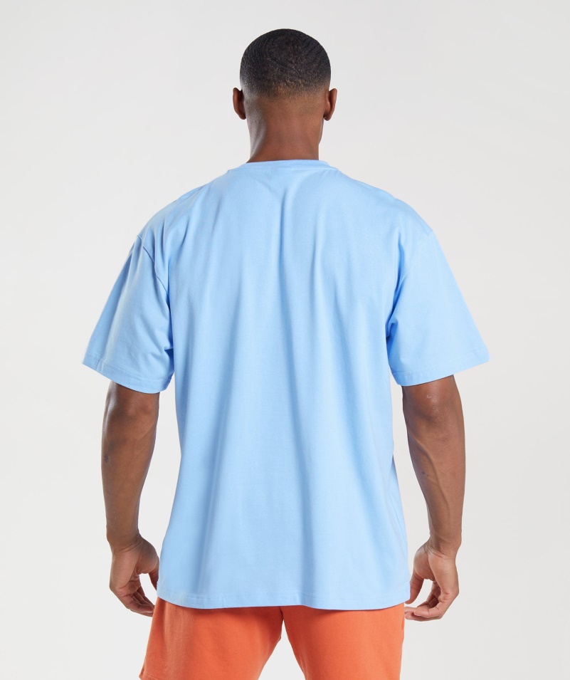 Gymshark Apollo Infill Oversized Tričko Moonstone Blue