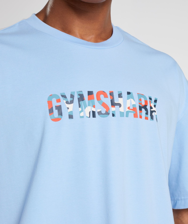 Gymshark Apollo Infill Oversized Tričko Moonstone Blue