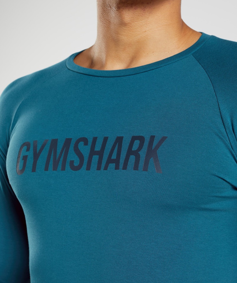 Gymshark Apollo Tričko S Dlhým Rukávom Atlantic Blue