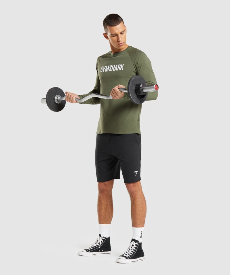 Gymshark Apollo Tričko S Dlhým Rukávom Jadro Olivové