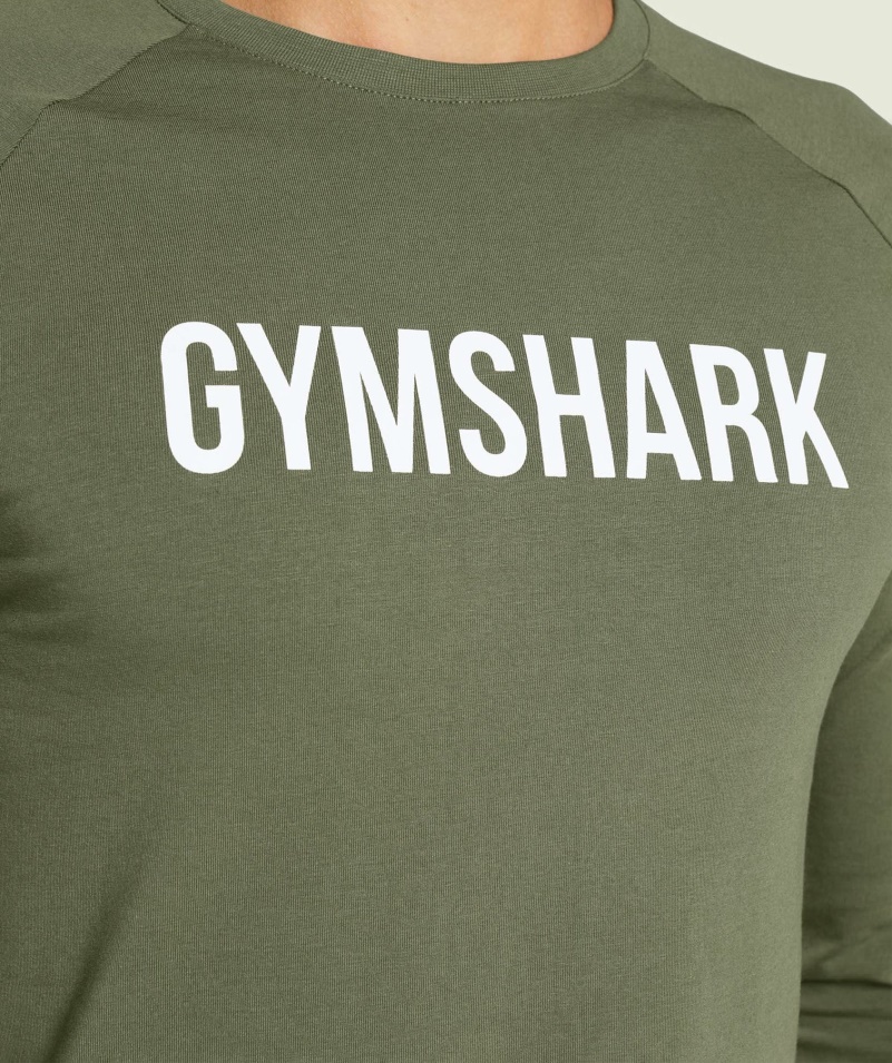 Gymshark Apollo Tričko S Dlhým Rukávom Jadro Olivové