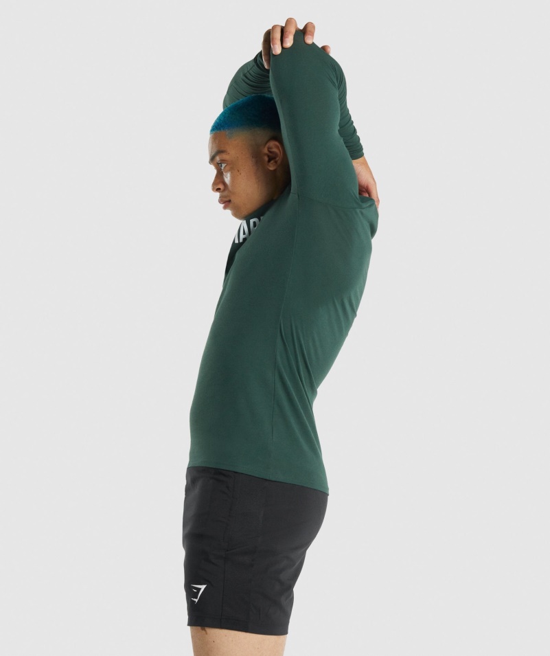 Gymshark Apollo Tričko S Dlhým Rukávom Tmavo Zelené