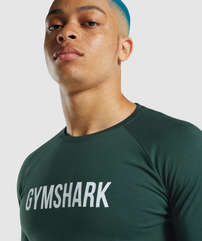 Gymshark Apollo Tričko S Dlhým Rukávom Tmavo Zelené