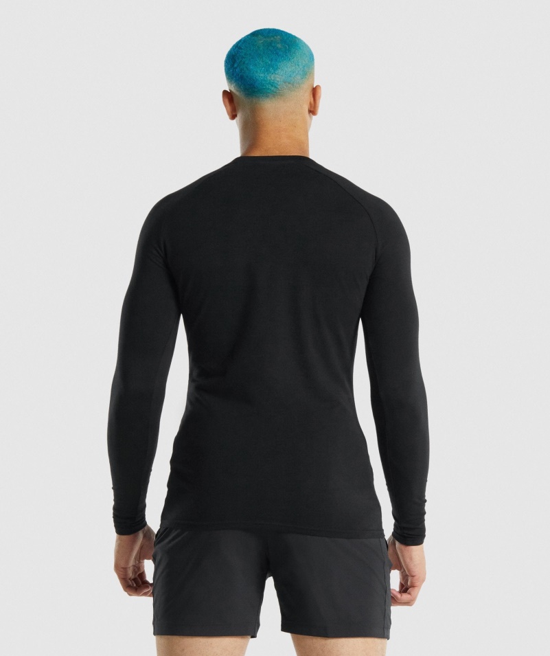 Gymshark Apollo Pánske Tričko S Dlhým Rukávom čierne