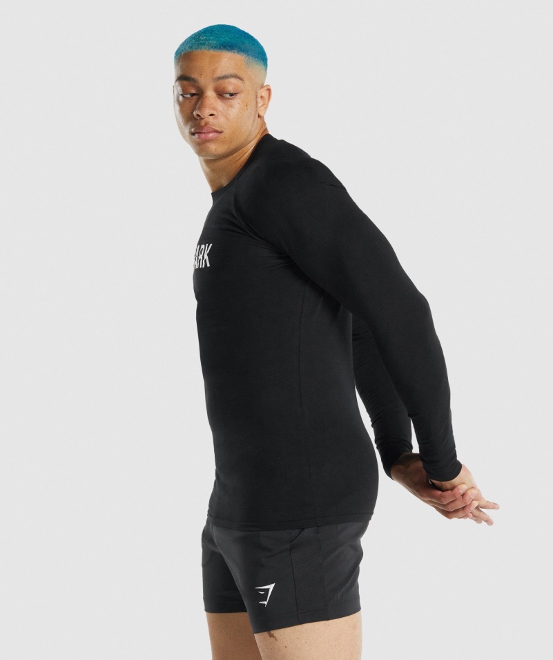 Gymshark Apollo Pánske Tričko S Dlhým Rukávom čierne