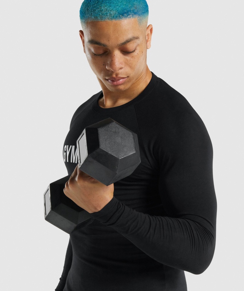 Gymshark Apollo Pánske Tričko S Dlhým Rukávom čierne