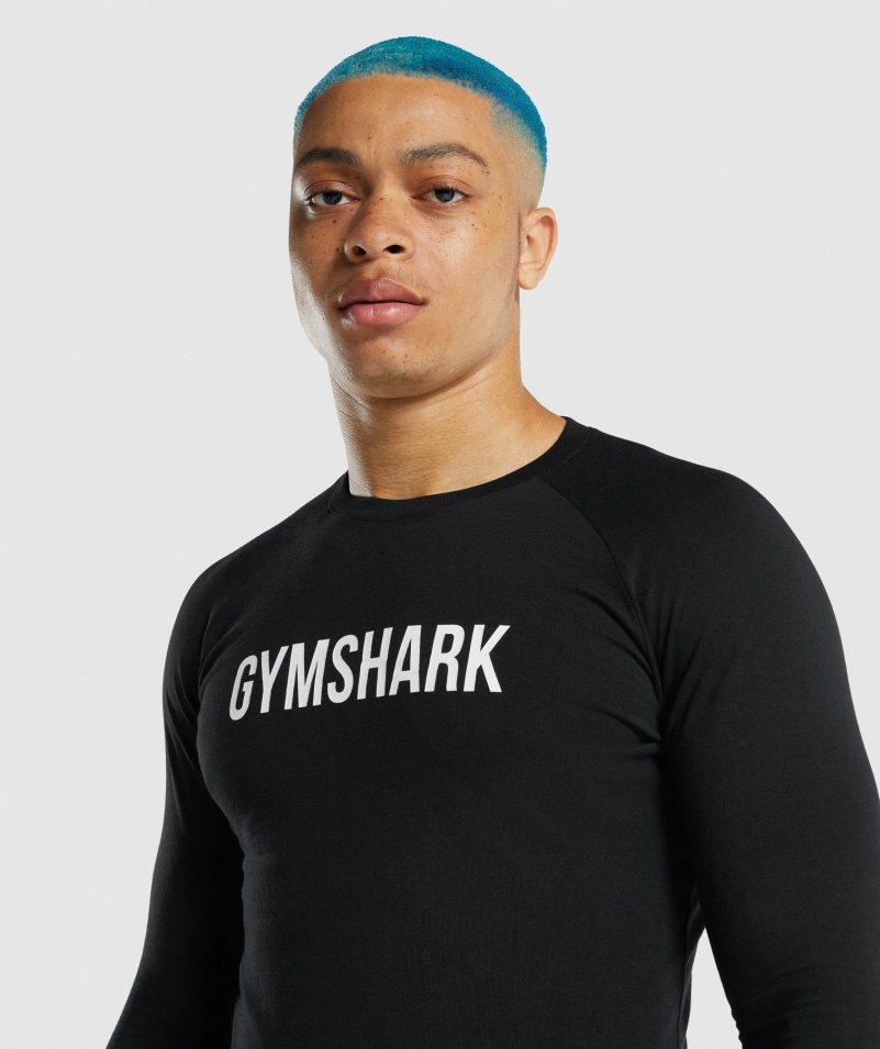 Gymshark Apollo Pánske Tričko S Dlhým Rukávom čierne