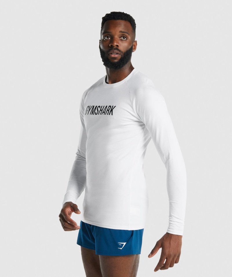 Gymshark Apollo Tričko S Dlhým Rukávom Pánske Biele