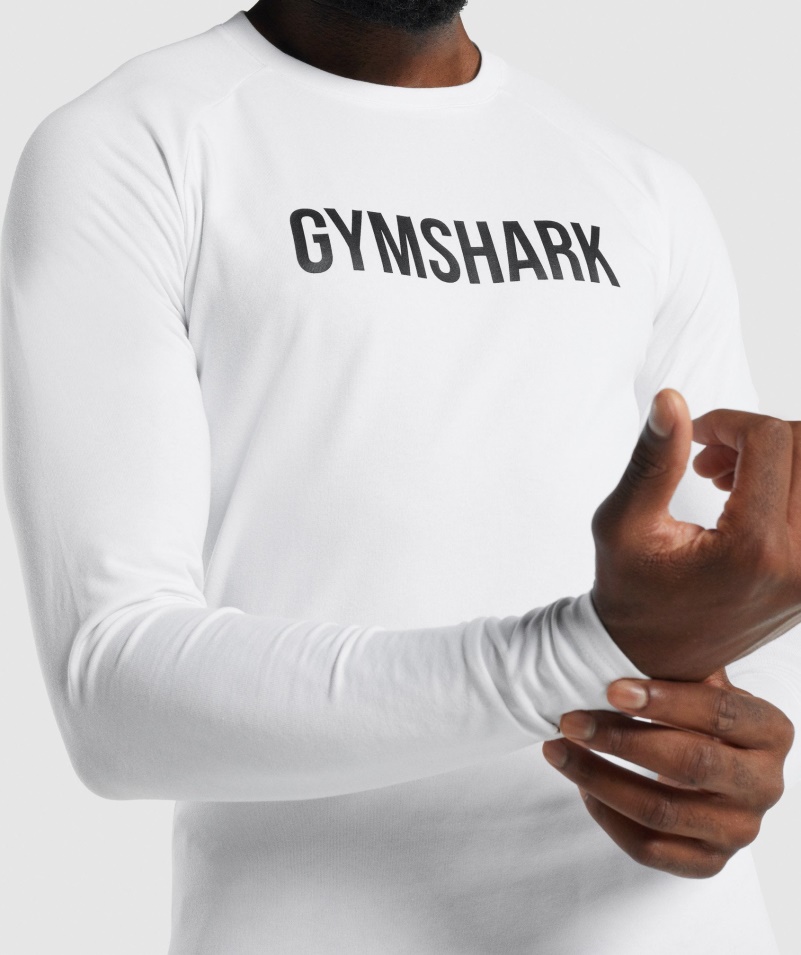 Gymshark Apollo Tričko S Dlhým Rukávom Pánske Biele