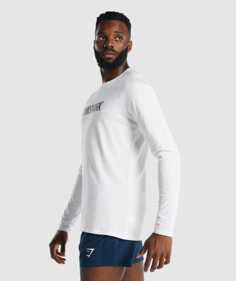 Gymshark Apollo Tričko S Dlhým Rukávom Biele