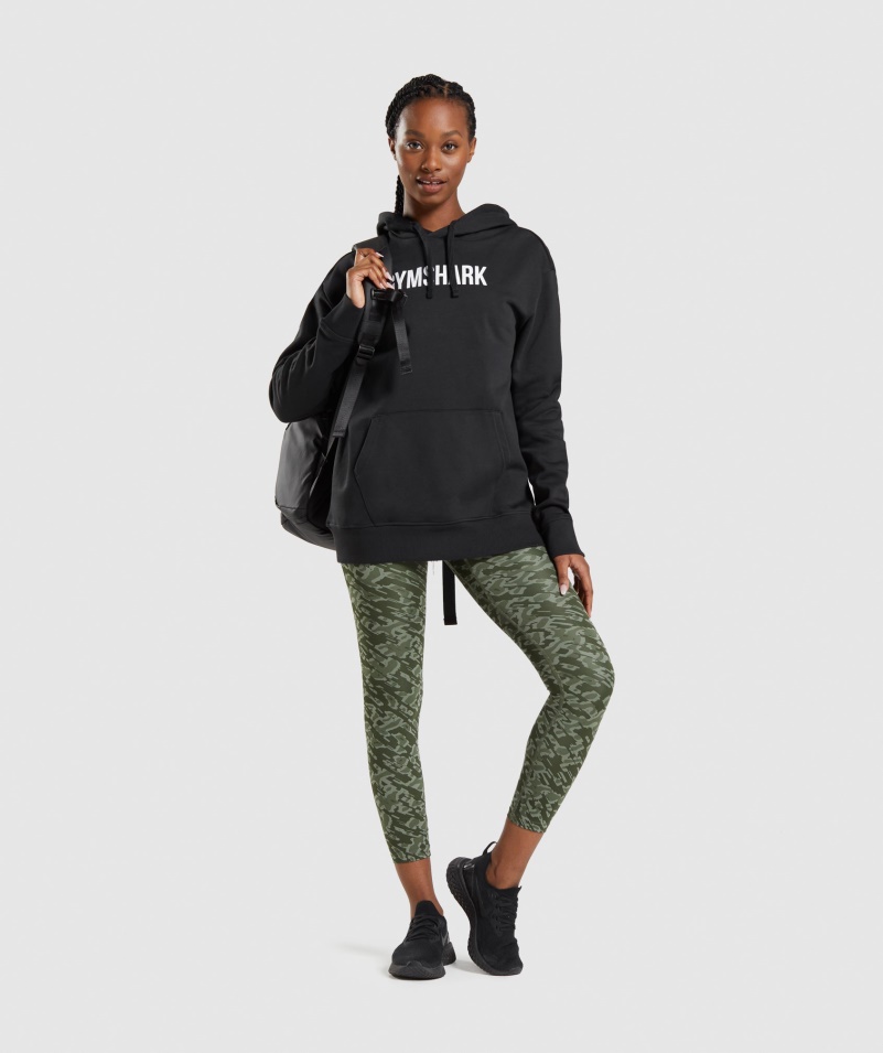 Gymshark Apollo Oversized Mikina S Kapucňou čierna