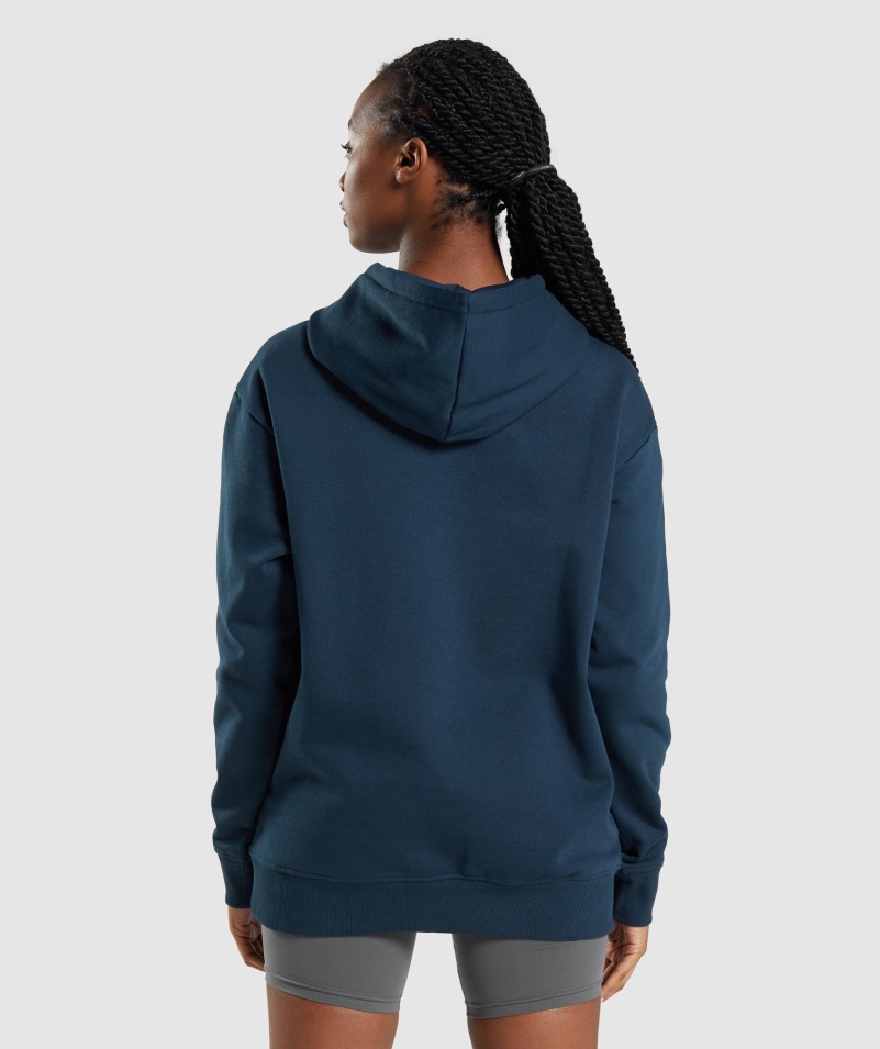 Gymshark Apollo Oversized Mikina S Kapucňou Námornícka
