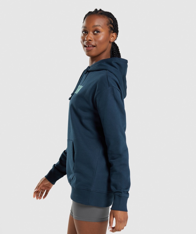 Gymshark Apollo Oversized Mikina S Kapucňou Námornícka