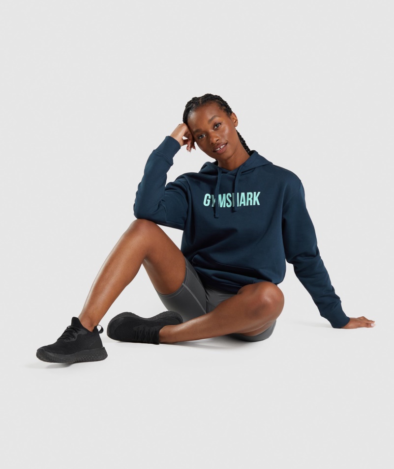 Gymshark Apollo Oversized Mikina S Kapucňou Námornícka