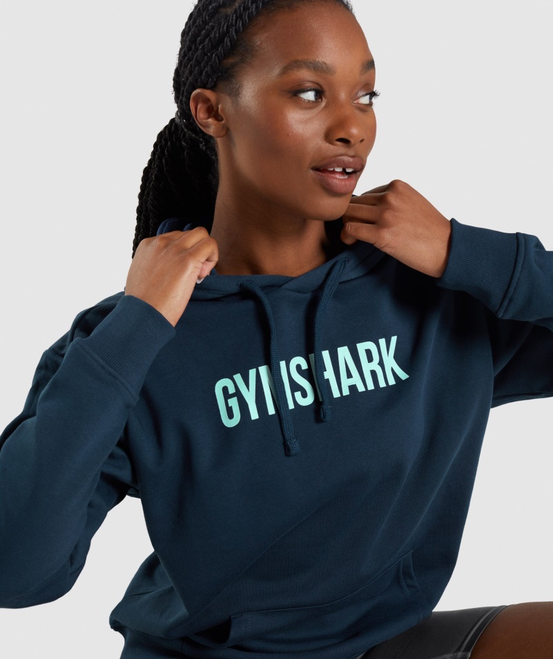 Gymshark Apollo Oversized Mikina S Kapucňou Námornícka