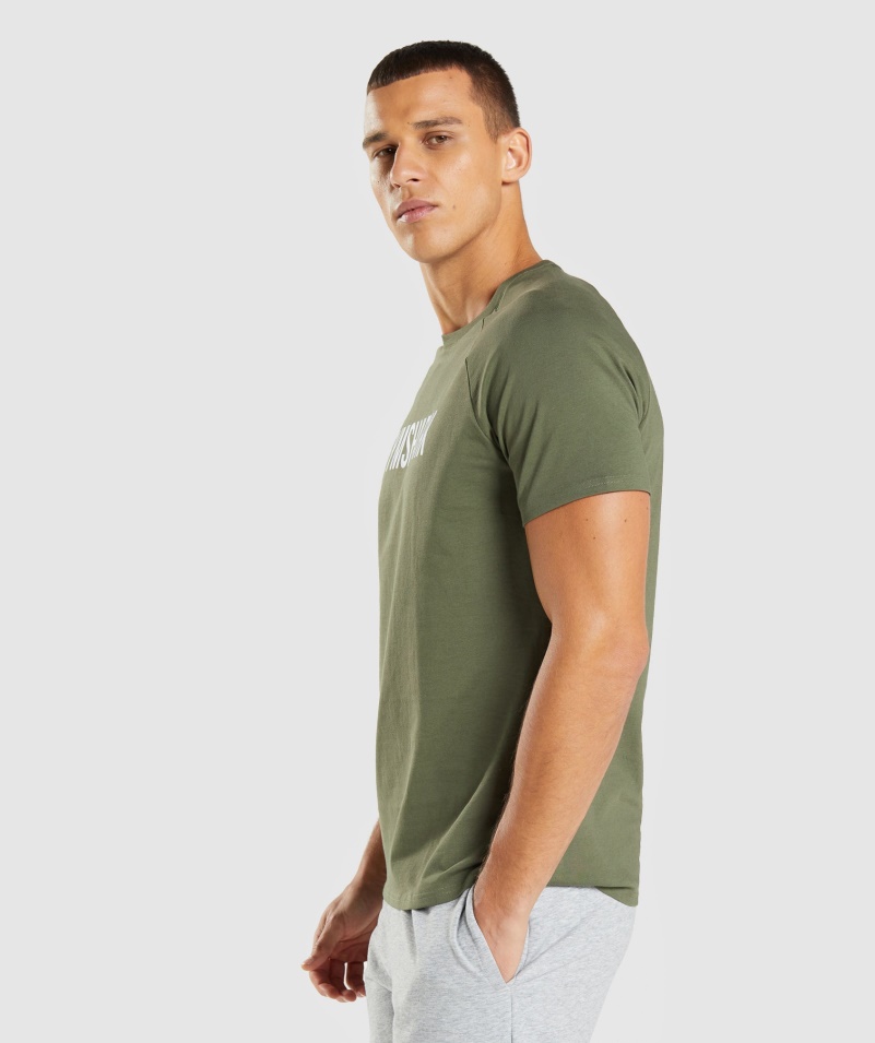 Gymshark Apollo Tričko Pánske Jadro Olivové