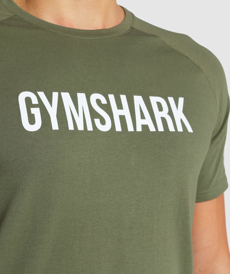 Gymshark Apollo Tričko Pánske Jadro Olivové
