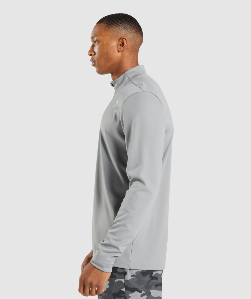 Gymshark Príchod 1/4 Sveter Na Zips Dymovo Sivý