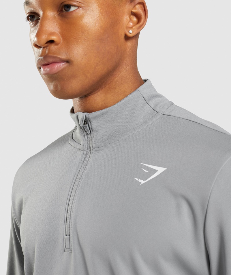 Gymshark Príchod 1/4 Sveter Na Zips Dymovo Sivý