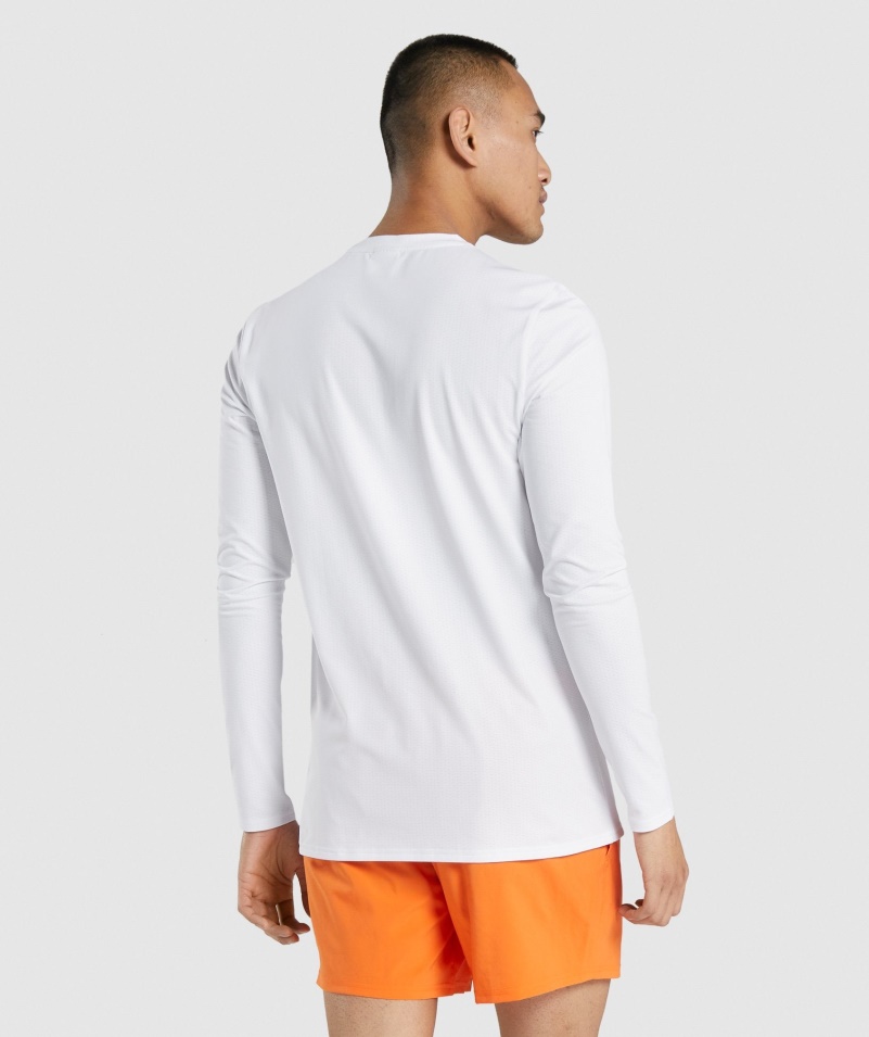 Gymshark Príchod Graphic Tričko S Dlhým Rukávom Biele