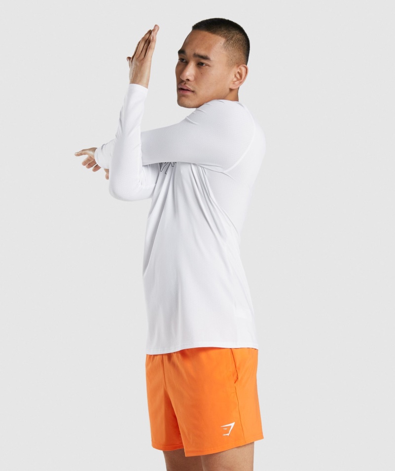 Gymshark Príchod Graphic Tričko S Dlhým Rukávom Biele