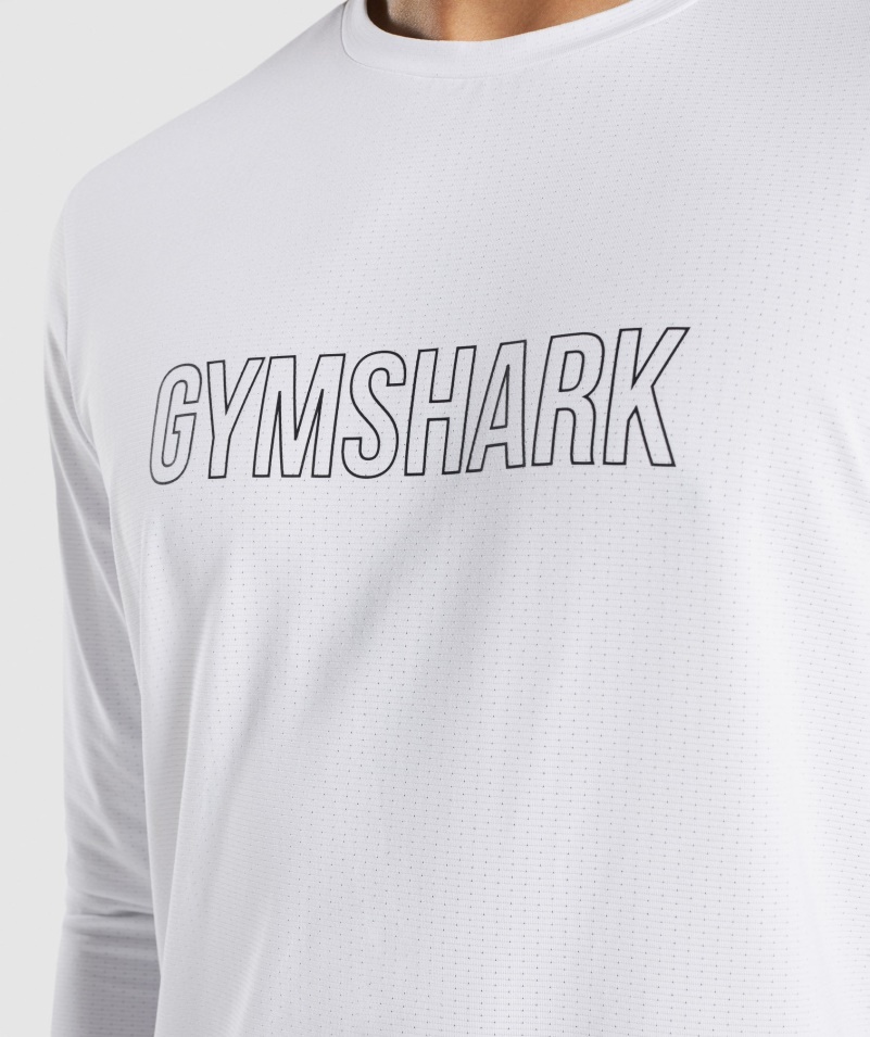 Gymshark Príchod Graphic Tričko S Dlhým Rukávom Biele