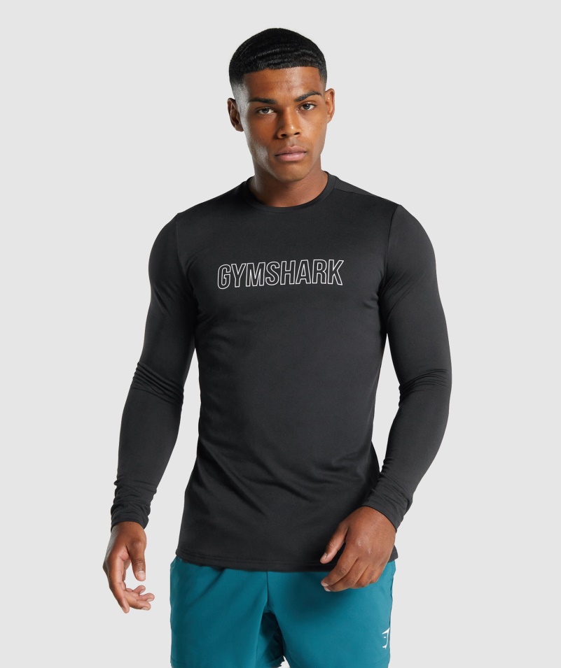 Gymshark Príchod Tričko S Dlhým Rukávom S Grafikou čiernej Farby
