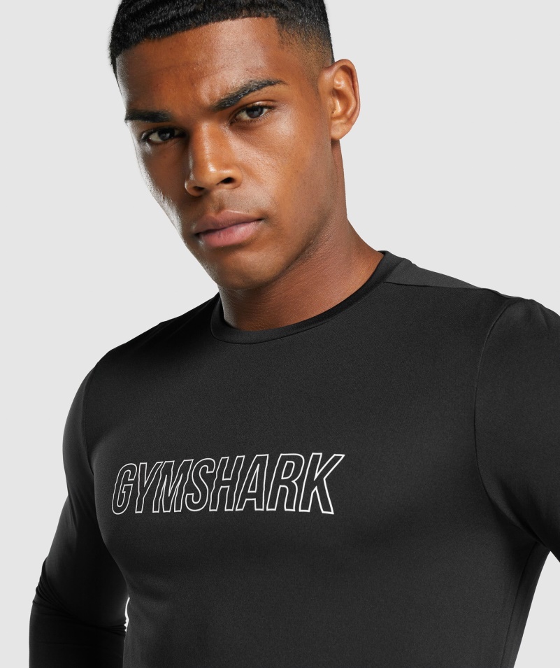 Gymshark Príchod Tričko S Dlhým Rukávom S Grafikou čiernej Farby