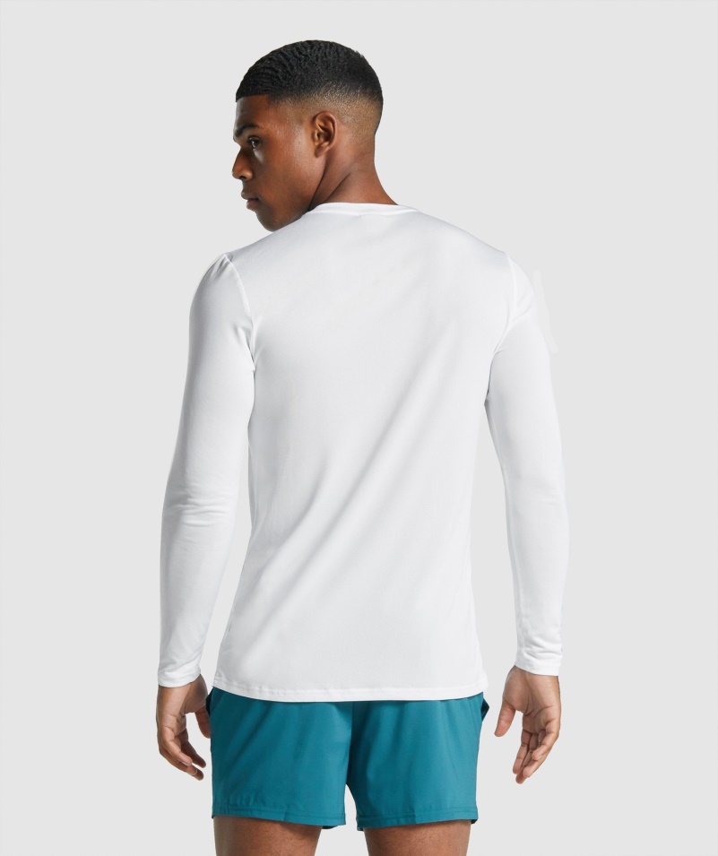 Gymshark Príchod Tričko S Dlhým Rukávom S Grafikou Biele