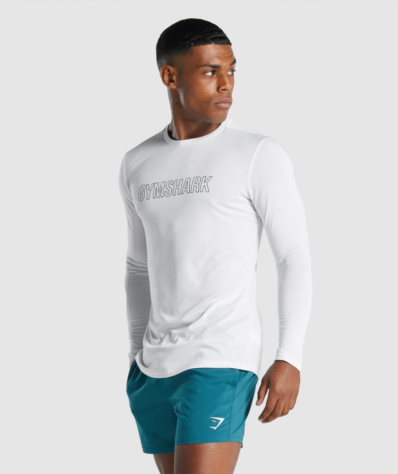 Gymshark Príchod Tričko S Dlhým Rukávom S Grafikou Biele
