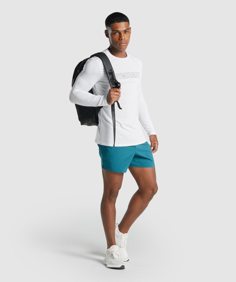 Gymshark Príchod Tričko S Dlhým Rukávom S Grafikou Biele