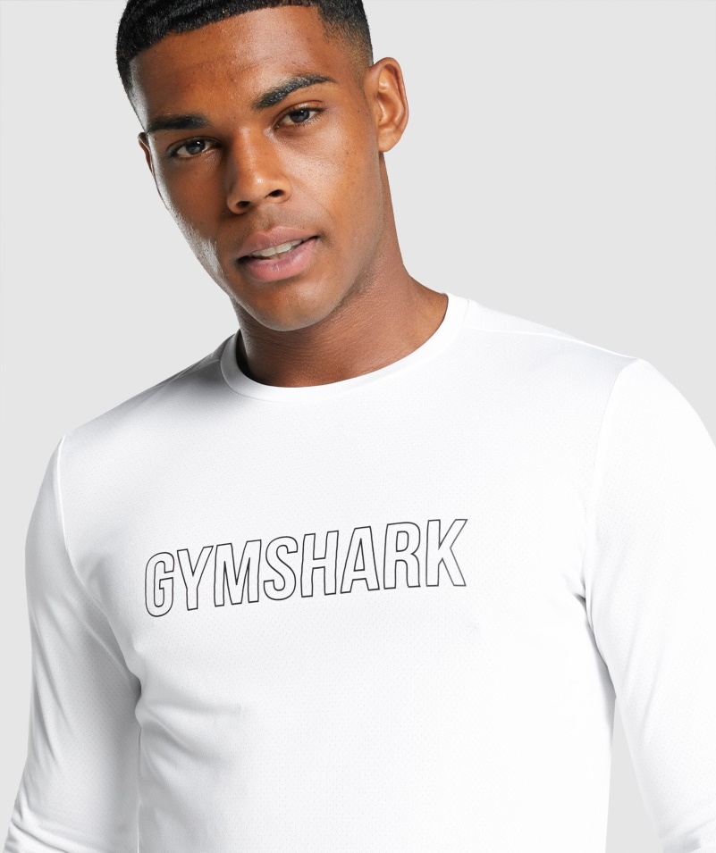 Gymshark Príchod Tričko S Dlhým Rukávom S Grafikou Biele