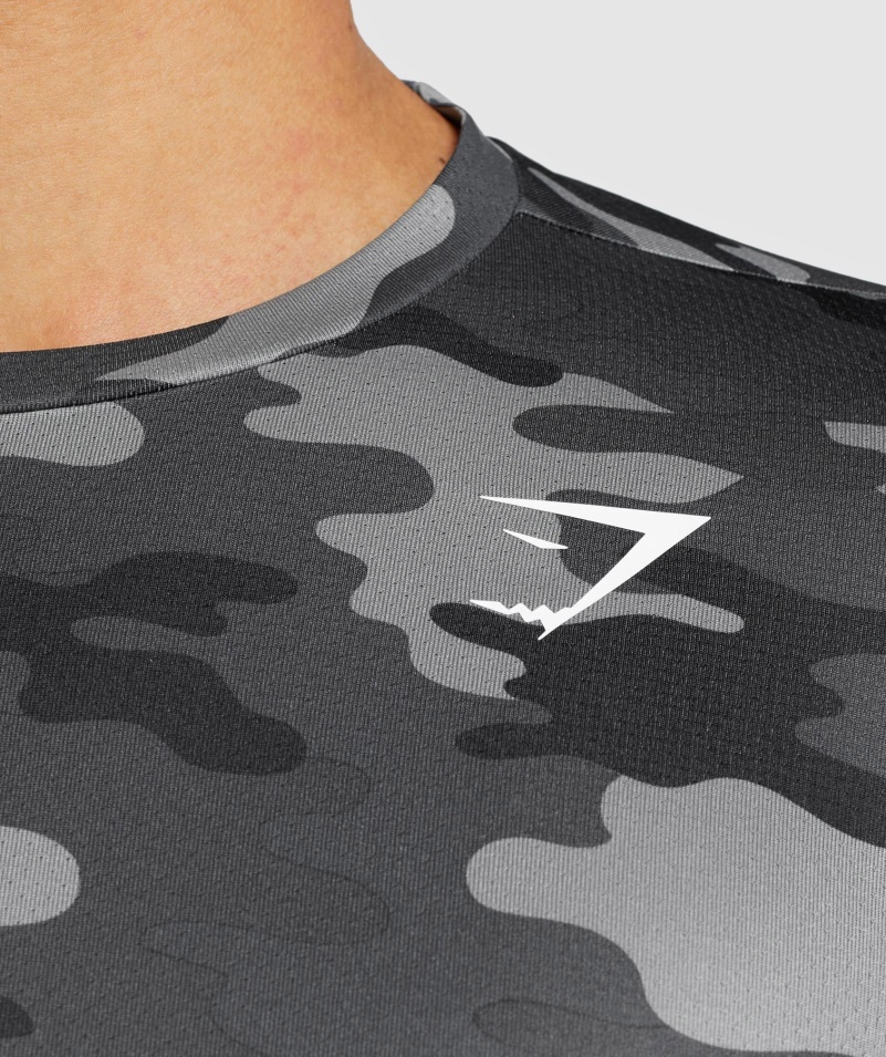 Gymshark Príchod Tričko S Dlhým Rukávom Sivá Potlač