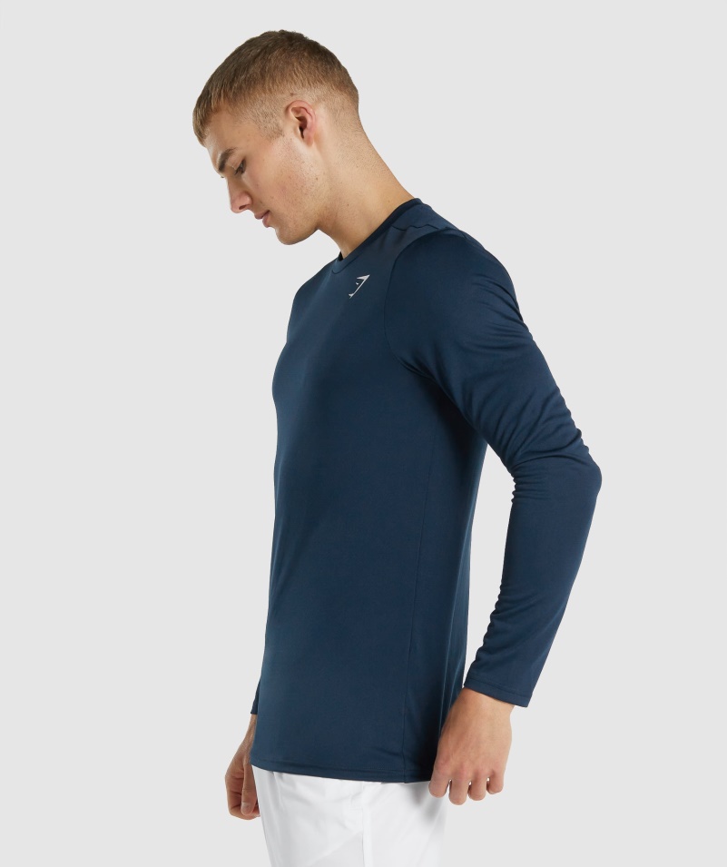 Gymshark Príchod Tričko S Dlhým Rukávom Tmavomodré
