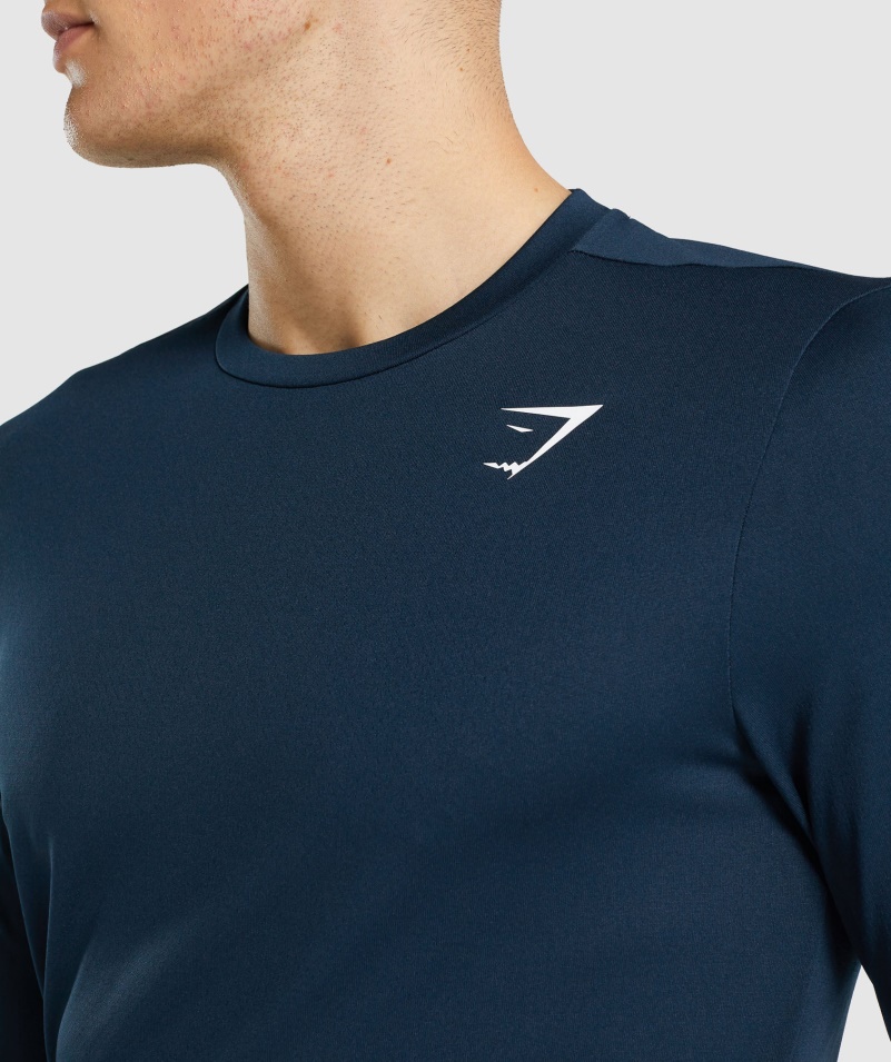 Gymshark Príchod Tričko S Dlhým Rukávom Tmavomodré
