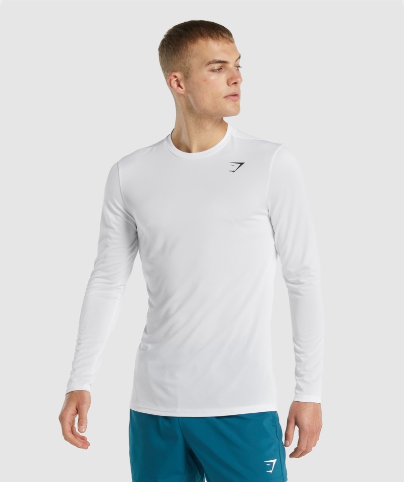Gymshark Príchod Tričko S Dlhým Rukávom Biele