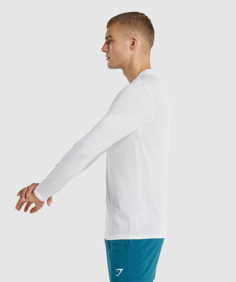 Gymshark Príchod Tričko S Dlhým Rukávom Biele