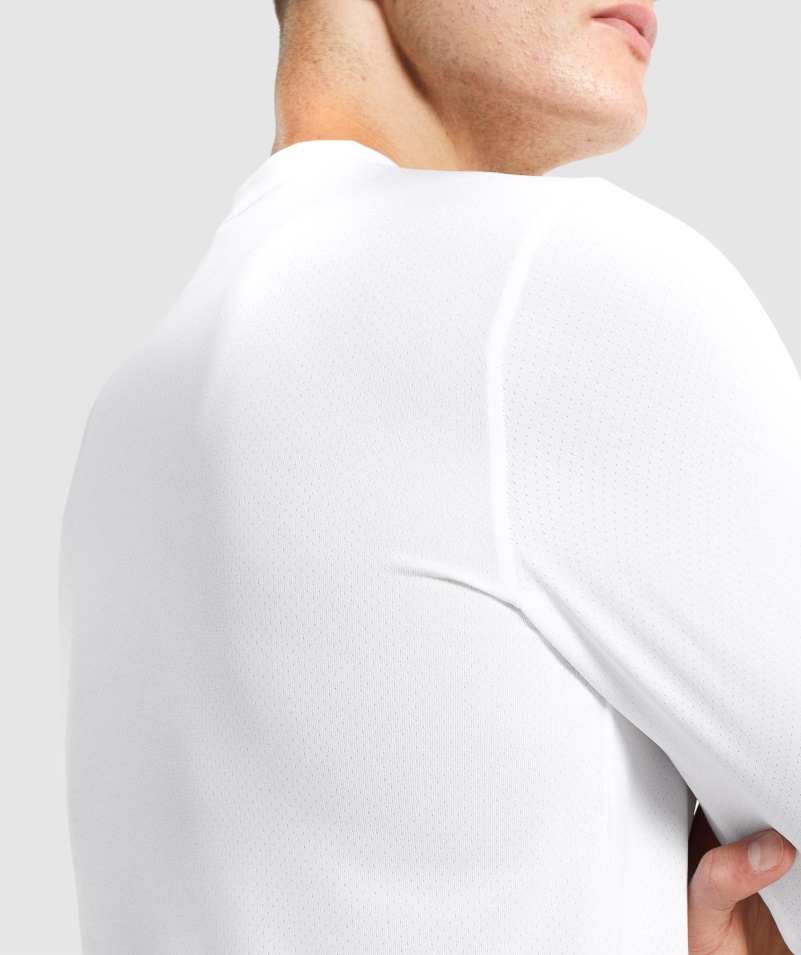 Gymshark Príchod Tričko S Dlhým Rukávom Biele