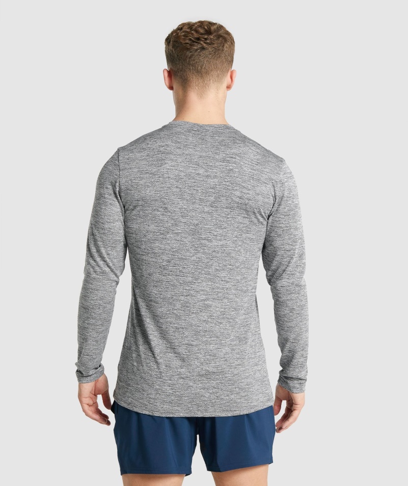 Gymshark Príchod Marl Tričko S Dlhým Rukávom Charcoal Marl