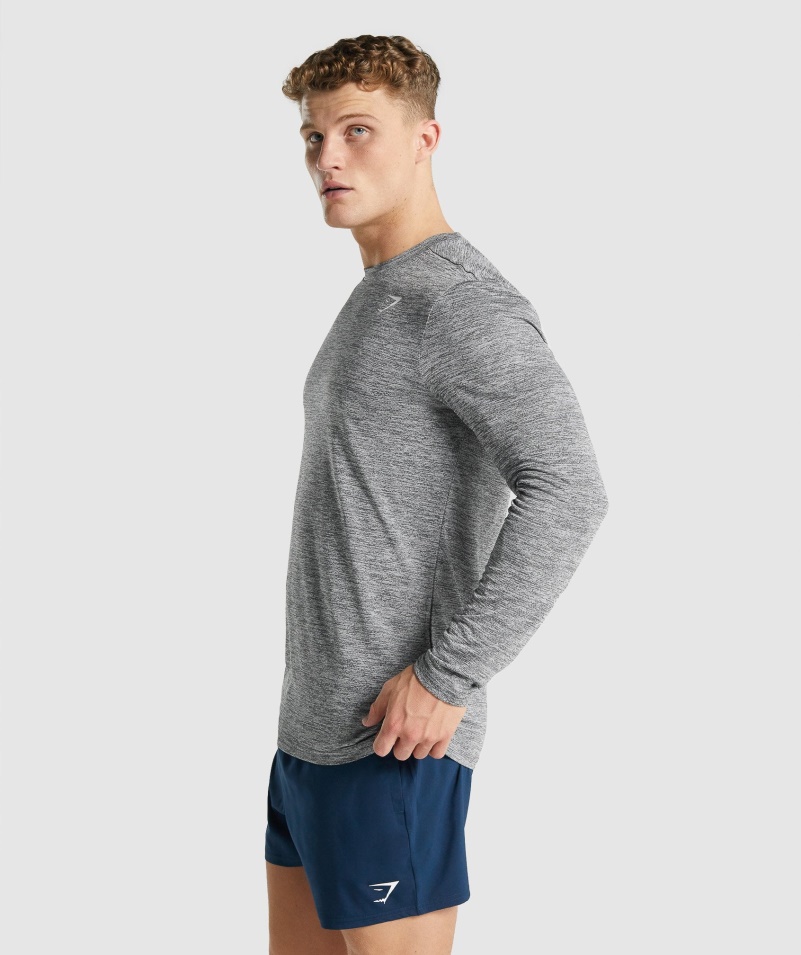 Gymshark Príchod Marl Tričko S Dlhým Rukávom Charcoal Marl